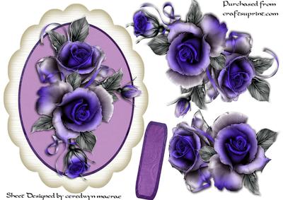 Lovely Deep Violet Roses in a Ornate Frame 