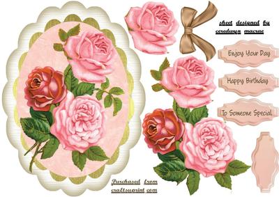 Beautiful Roses on Gold and Pink
