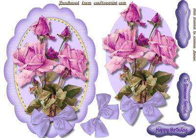 Lovely Lilac Roses Ina Saddle Stitchd Frame 