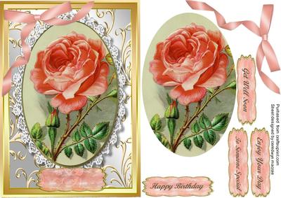 Stunning Pink Roses in a Oval Plaque 