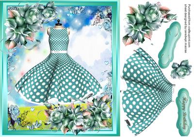Lovely Turquoise Polka Dot Dress and Roses 