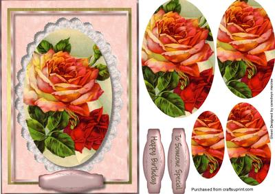 Beautiful Roses on Butterfly Lace ( Pyramid) D