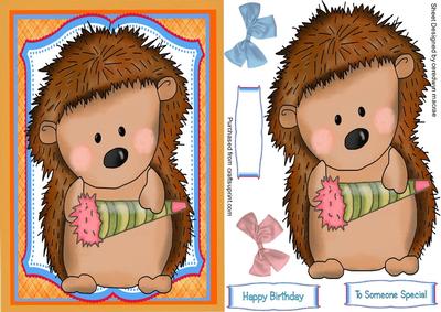 Cute Littkle Hedgehog with His Party Horn