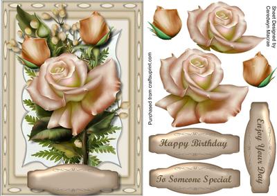 Beautiful Cream Roses in a Kadare Frame 