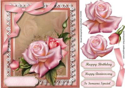 Stunning Pink Roses on Lace