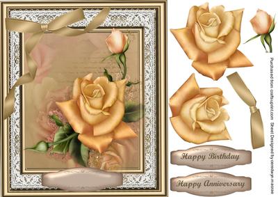 Stunning Golden Rose on Lace 