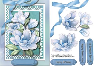 Beautiful Blue Magnolias on Lace