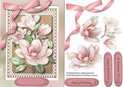 Beautiful Pink Magnolias on Lace 