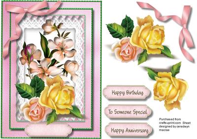 A5 Beautiful Roses and Apple Blossom 
