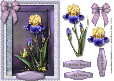 Lovely Irises on Lace 