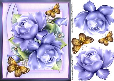 Beautiful Lilac Roses and Butterflys 