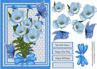 Lovely Blue Poppys and Butterflys 