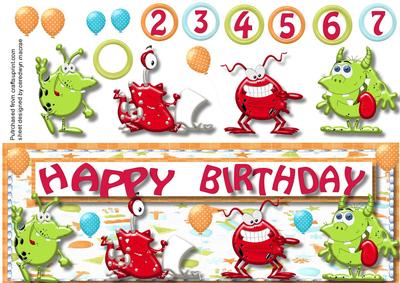 D.l Lovely Monster Birthday Card 