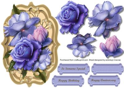 Beautiful Blue Roses in a Bracket Frame 