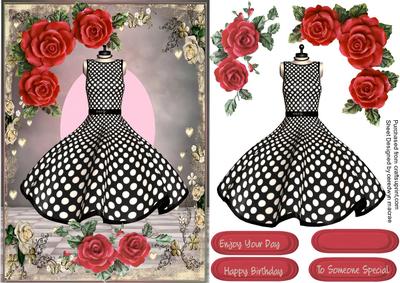 Lovely Red Roses and Black Polka Dot Dress
