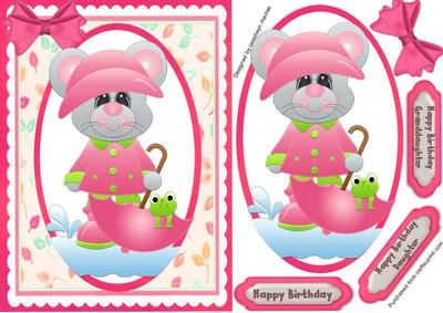 Lovely Rainyday Mouse ( Pink )