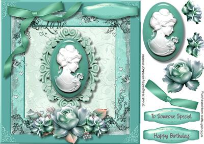 Lovely Aquarmarine Cameo with Roses 