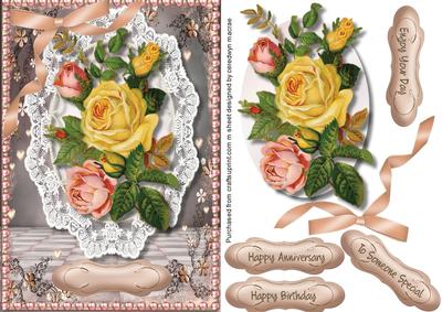 Lovelt Roses on Lace and Perals Frame 