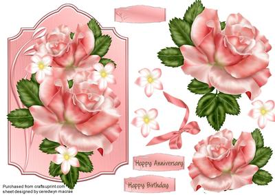 Stunning Pink Roses on a Ornate Plaque 