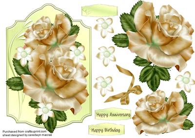 Stunning Cream Roses in a Ornate Plaque 