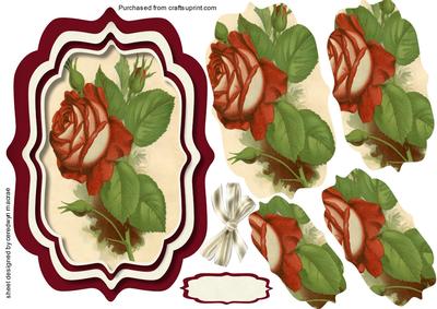 Beautiful Roses on a Wine and Cream Braket, ( Pyramid )