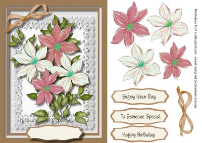 Llovely Pink and Cream Clematas on Lace