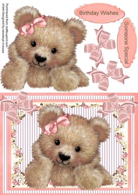 Lovely Little Fuzzy Bear in Pink