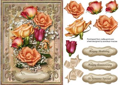 Lovely Roses in a Buff Ornate Frame 