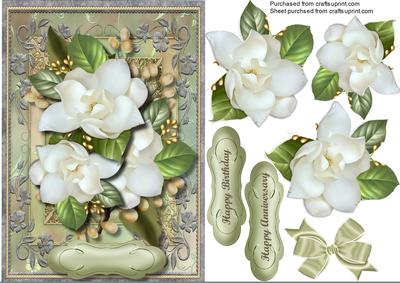 Lovely White Magnolias in a Ornate Frame
