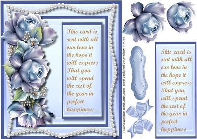 Beautiful Verse with Blue Porceline Roses 