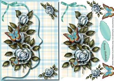 Lovely Aqua Envelope Card with Roses 