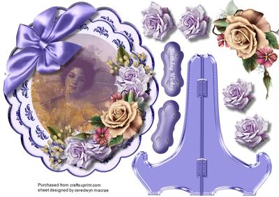 Beautiful Plate with Cream and Lilac Roses