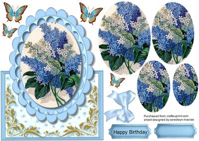 Beautiful White and Blue Lilac Topper or Easal , Pyramid