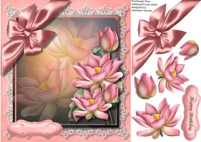 Beautiful Lotus Flowers on Lace 