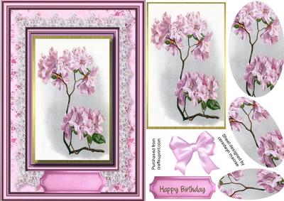 Beautiful Cherry Blossom on Gold and Lace