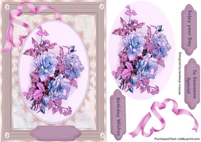 Lovely Vintage Blue Roses in a Pearl Frame