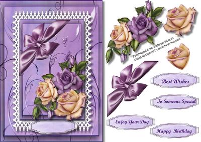 Beautiful Lilac Roses on a Lace Topper 