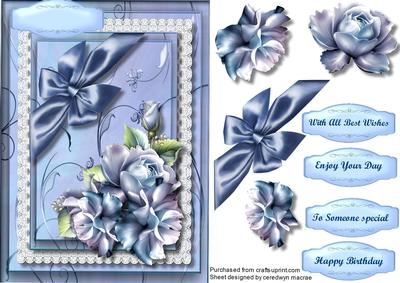 Beautiful Blue Roses on a Lace Topper 