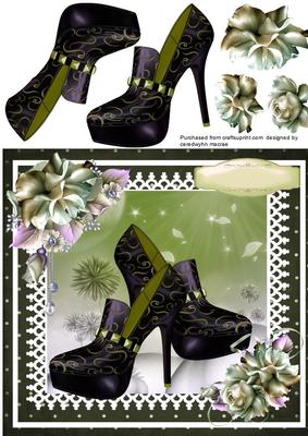 Lovely Shoes and Roses in Green 