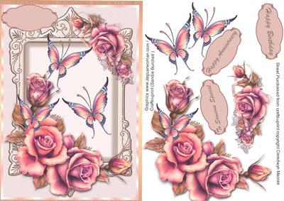 Lovely Pink Roses and Butterflys 