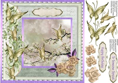 Lovely Blossom and Gold Butterflys 