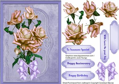 L Ovely Lilac Envelope Card with Roses 