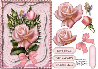 Lovely Pink Roses on a Double Bracket Frame 