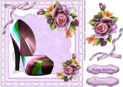 Lovely 8x8 Rainbow Shoe and Roses 