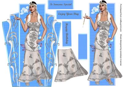 Beautiful Art Decko Lady on Blue