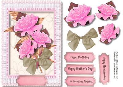 Beautiful Pink Roses on Ruffled Lace 