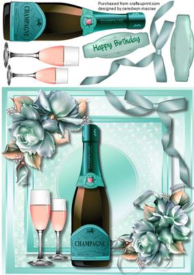 Celebration Card with Pink Champagne