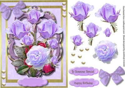 Lovely Lilac Roses on a Scalloped Frame 