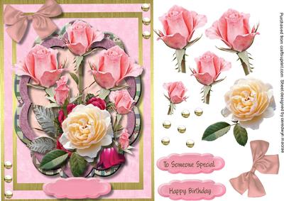 Lovely Pink Roses on a Scalloped Frame 