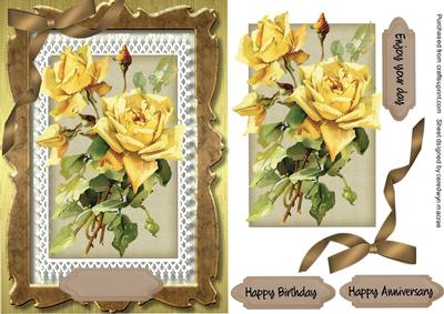 Lovely Yellow Roses in a Ornate Frame 